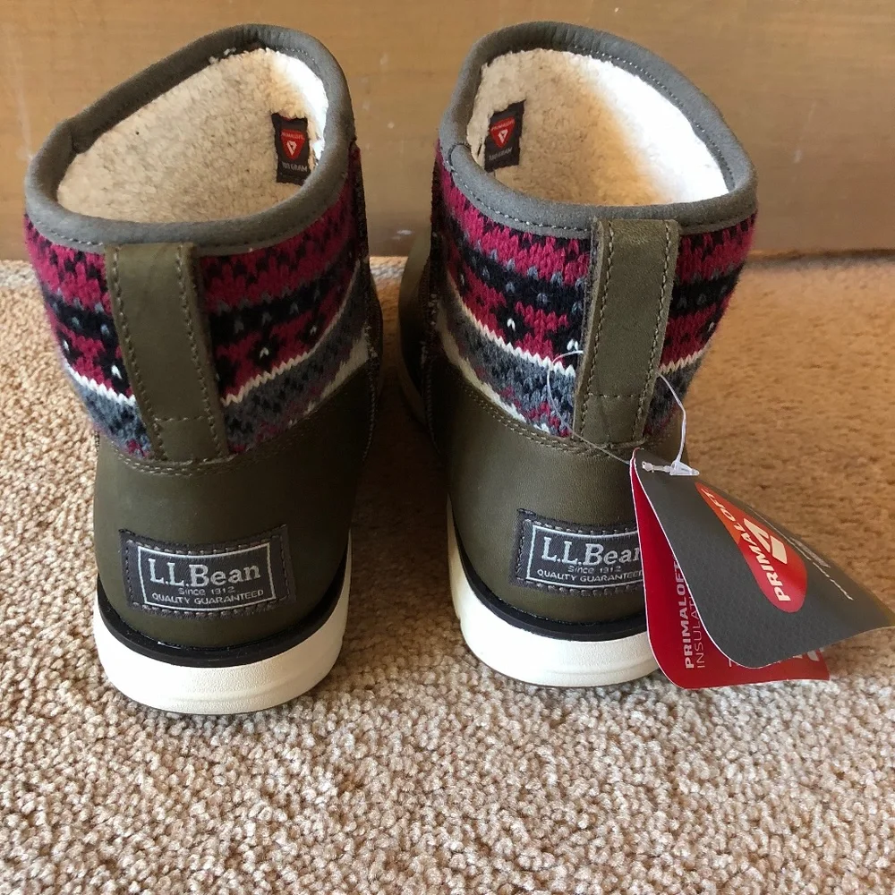 LL Bean‎ fair isle  leather boots NWT